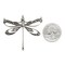 Antiqued Silver Plated Brass Vintage Dragonfly Pendant with Cut-Out Wings and Four Rings - One - S-P107